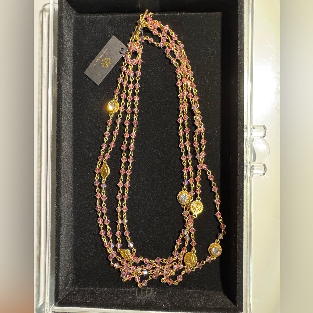 Virgins Saints & Angels Magdalena Blush Rose Crystal Necklace NWT